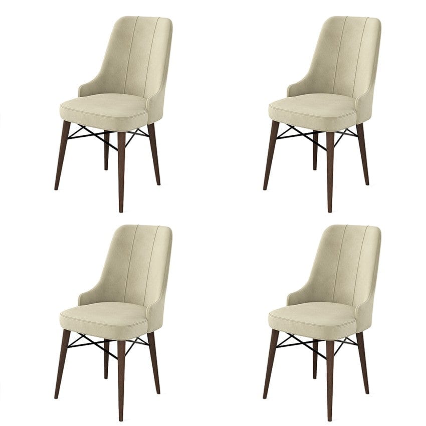 Set 4 scaune tapitate cu stofa si picioare metalice, Pare Crem / Maro, l46xA46xH94 cm