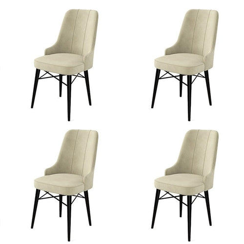 Set 4 scaune tapitate cu stofa si picioare metalice, Pare Crem / Negru, l46xA46xH94 cm