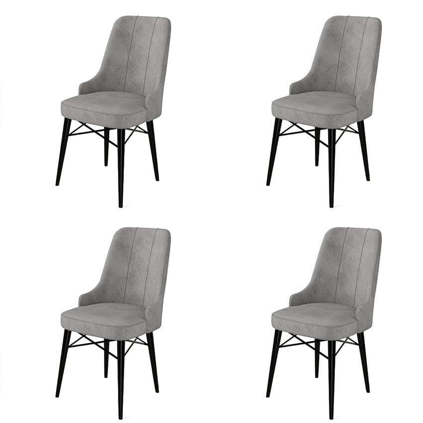Set 4 scaune tapitate cu stofa si picioare metalice, Pare Gri / Negru, l46xA46xH94 cm