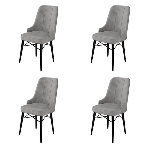 Set 4 scaune tapitate cu stofa si picioare metalice, Pare Gri / Negru, l46xA46xH94 cm