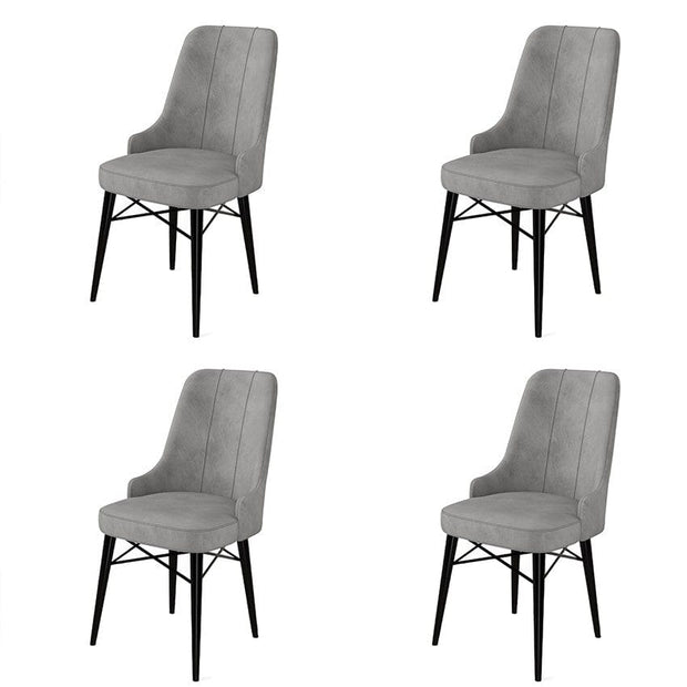 Set 4 scaune tapitate cu stofa si picioare metalice, Pare Gri / Negru, l46xA46xH94 cm