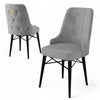 Set 4 scaune tapitate cu stofa si picioare metalice, Pare Gri / Negru, l46xA46xH94 cm (2)