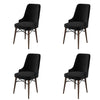 Asir Set 4 scaune tapitate cu stofa si picioare metalice, Pare Negru / Maro, l46xA46xH94 cm