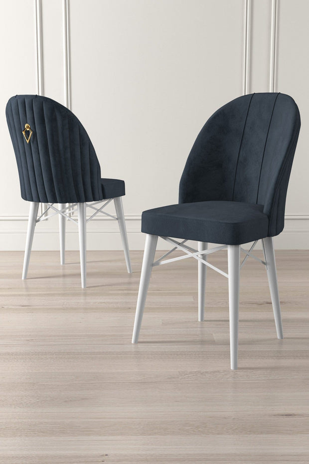 Set 4 scaune tapitate cu stofa si picioare metalice, Ritim Antracit / Alb, l44xA42xH96 cm (1)