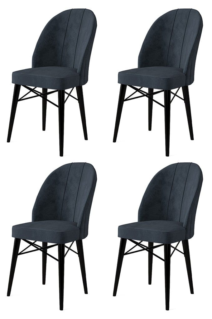 Set 4 scaune tapitate cu stofa si picioare metalice, Ritim Antracit / Negru, l44xA42xH96 cm