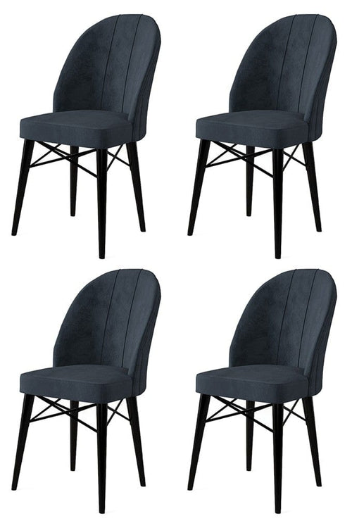 Set 4 scaune tapitate cu stofa si picioare metalice, Ritim Antracit / Negru, l44xA42xH96 cm