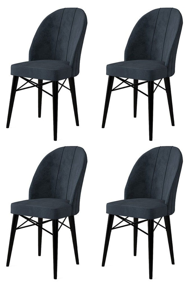 Set 4 scaune tapitate cu stofa si picioare metalice, Ritim Antracit / Negru, l44xA42xH96 cm