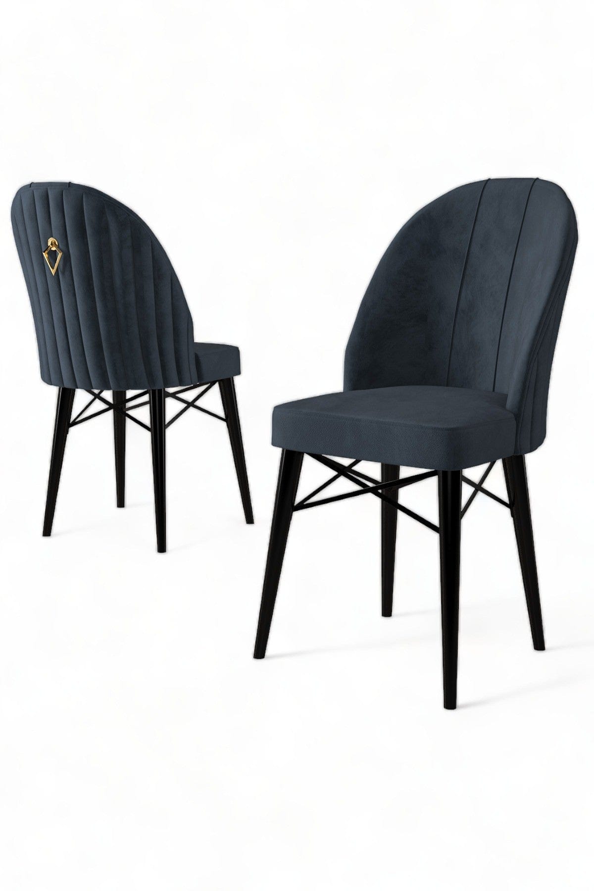 Set 4 scaune tapitate cu stofa si picioare metalice, Ritim Antracit / Negru, l44xA42xH96 cm (2)