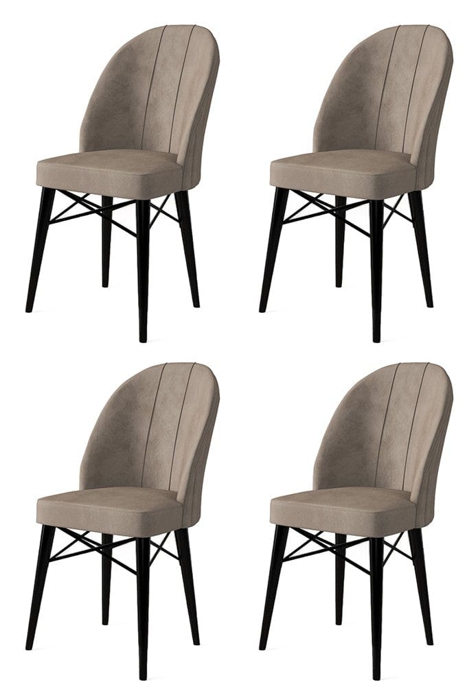 Asir Set 4 scaune tapitate cu stofa si picioare metalice, Ritim Cappuccino / Negru, l44xA42xH96 cm