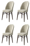 Set 4 scaune tapitate cu stofa si picioare metalice, Ritim Crem / Maro, l44xA42xH96 cm