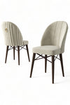 Set 4 scaune tapitate cu stofa si picioare metalice, Ritim Crem / Maro, l44xA42xH96 cm (2)