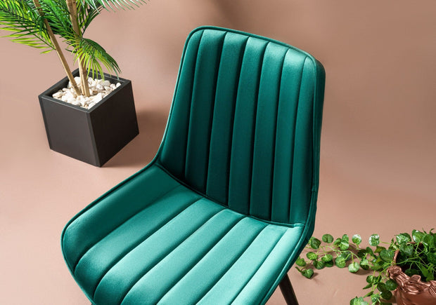 Asir Set 4 scaune tapitate cu stofa si picioare metalice, Venus Verde / Negru, l51xA45xH90 cm