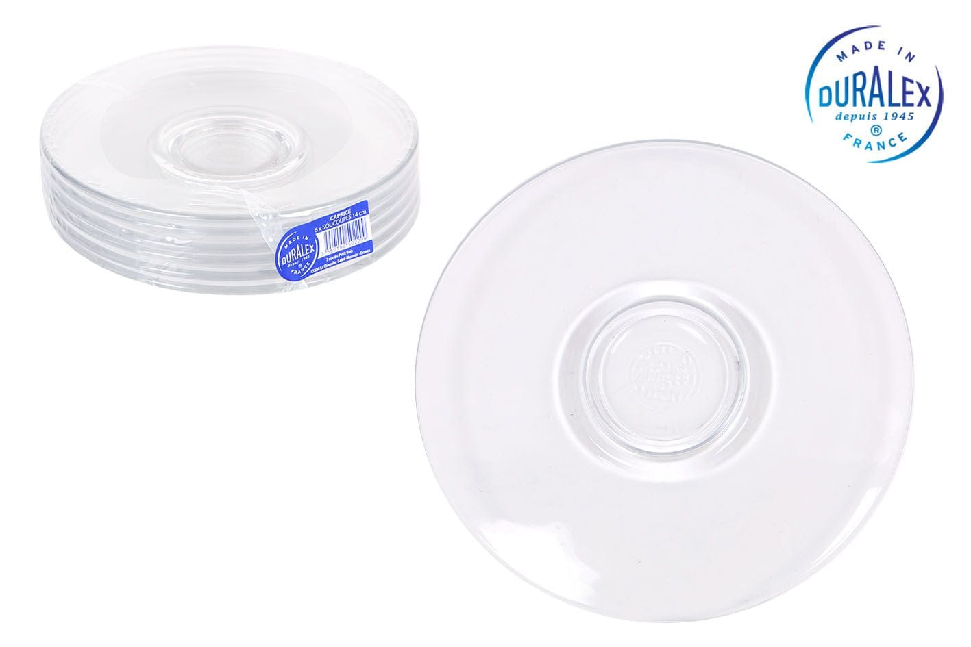 Set 6 farfurii din sticla, Caprice Transparent, Ø14xH1.5 cm