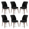 Set 6 scaune tapitate cu stofa si picioare metalice, Flex Negru / Maro, l45xA42xH93 cm