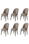 Asir Set 6 scaune tapitate cu stofa si picioare metalice, Ritim Cappuccino / Maro, l44xA42xH96 cm