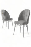 Asir Set 6 scaune tapitate cu stofa si picioare metalice, Ritim Gri / Alb, l44xA42xH96 cm