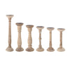 Set 6 suporturi pentru lumanari din lemn reciclat, Ada Natural, H27 / H34 / H35 / H42 / H46 / H52 cm