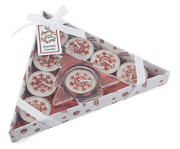 Set 8 lumanari Isidor tip pastila Tree Rosu / Alb