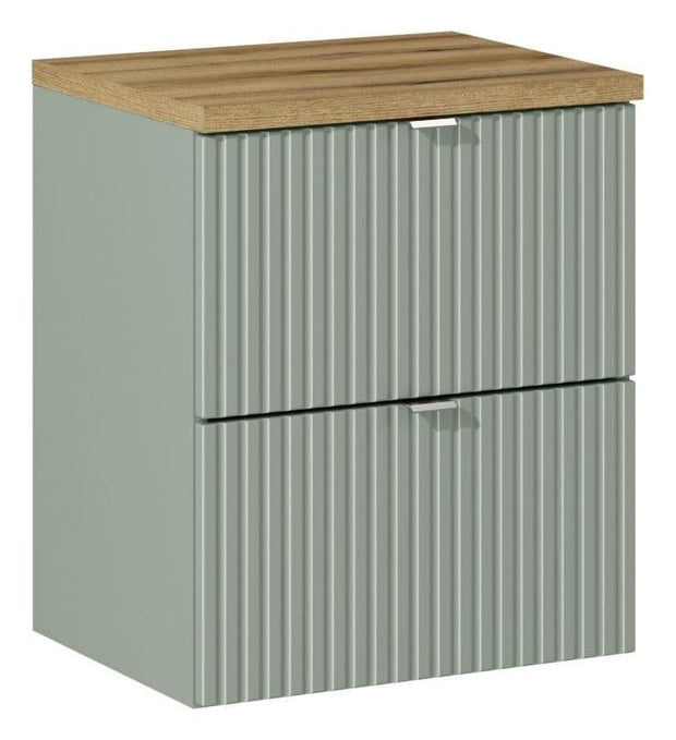 Set baie masca cu blat, cu 2 sertare 50 cm, Lrg Verde / Stejar