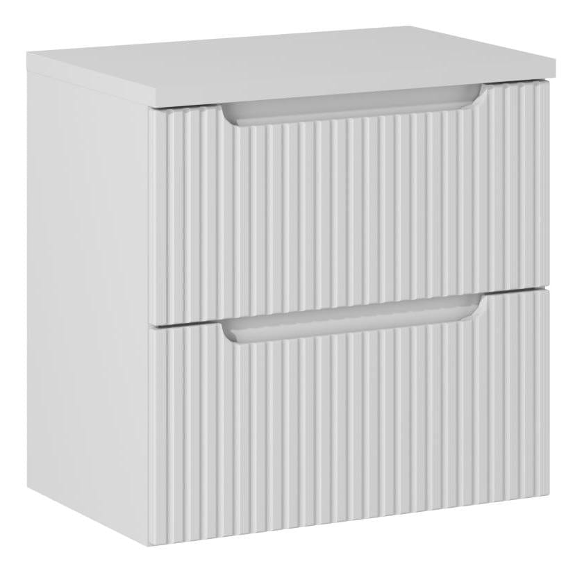 Set baie masca cu blat, cu 2 sertare 60 cm, Now Alb