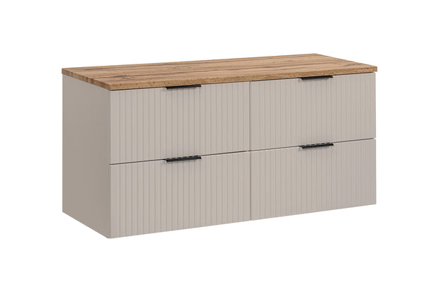 Set baie masca cu blat, cu 4 sertare 120 cm, Adc Bej / Stejar