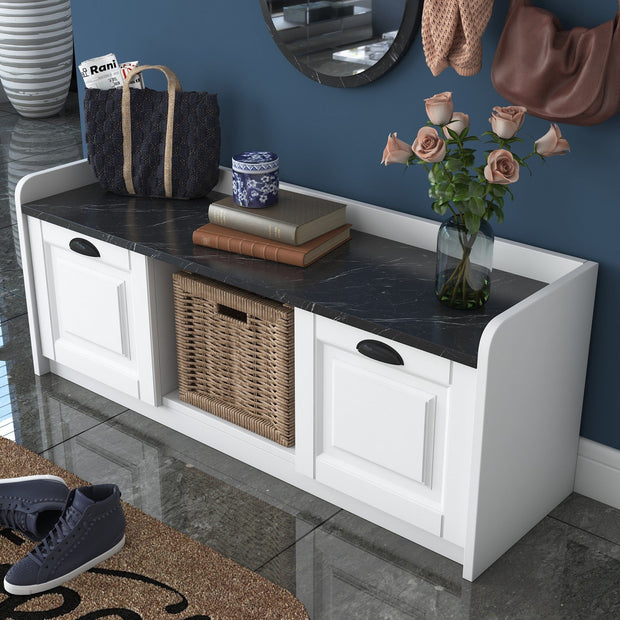 Asir Set de mobila hol din pal, 2 piese, EE101 2040 Alb / Negru