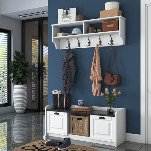 Asir Set de mobila hol din pal, 2 piese, EE102 2042 Alb / Negru