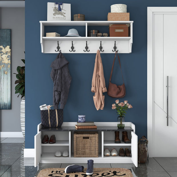 Asir Set de mobila hol din pal, 2 piese, EE102 2042 Alb / Negru