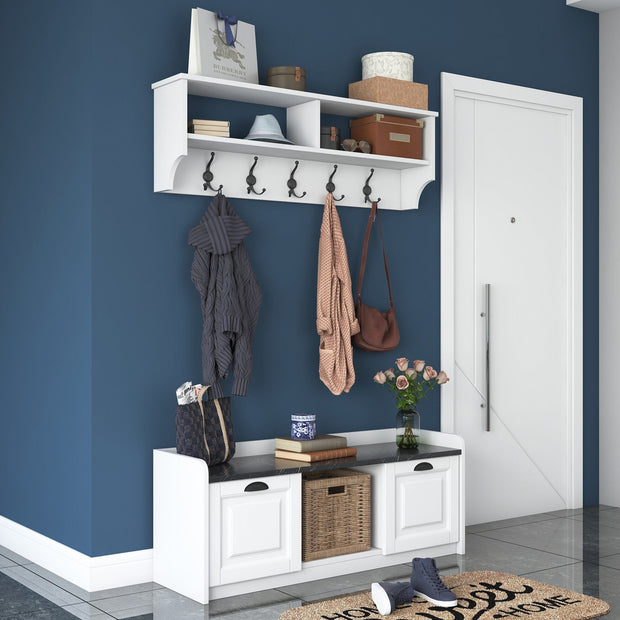 Asir Set de mobila hol din pal, 2 piese, EE102 2042 Alb / Negru