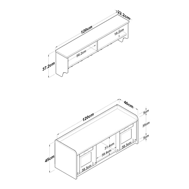 Asir Set de mobila hol din pal, 2 piese, EE102 2042 Alb / Negru