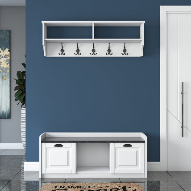 Asir Set de mobila hol din pal, 2 piese, EE102 2042 Alb / Negru