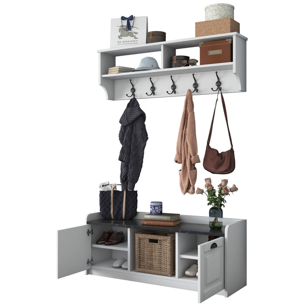 Asir Set de mobila hol din pal, 2 piese, EE102 2042 Alb / Negru