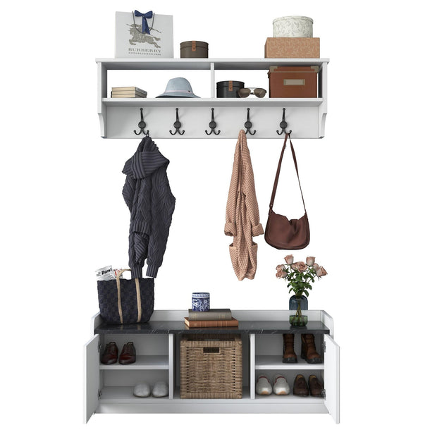 Asir Set de mobila hol din pal, 2 piese, EE102 2042 Alb / Negru