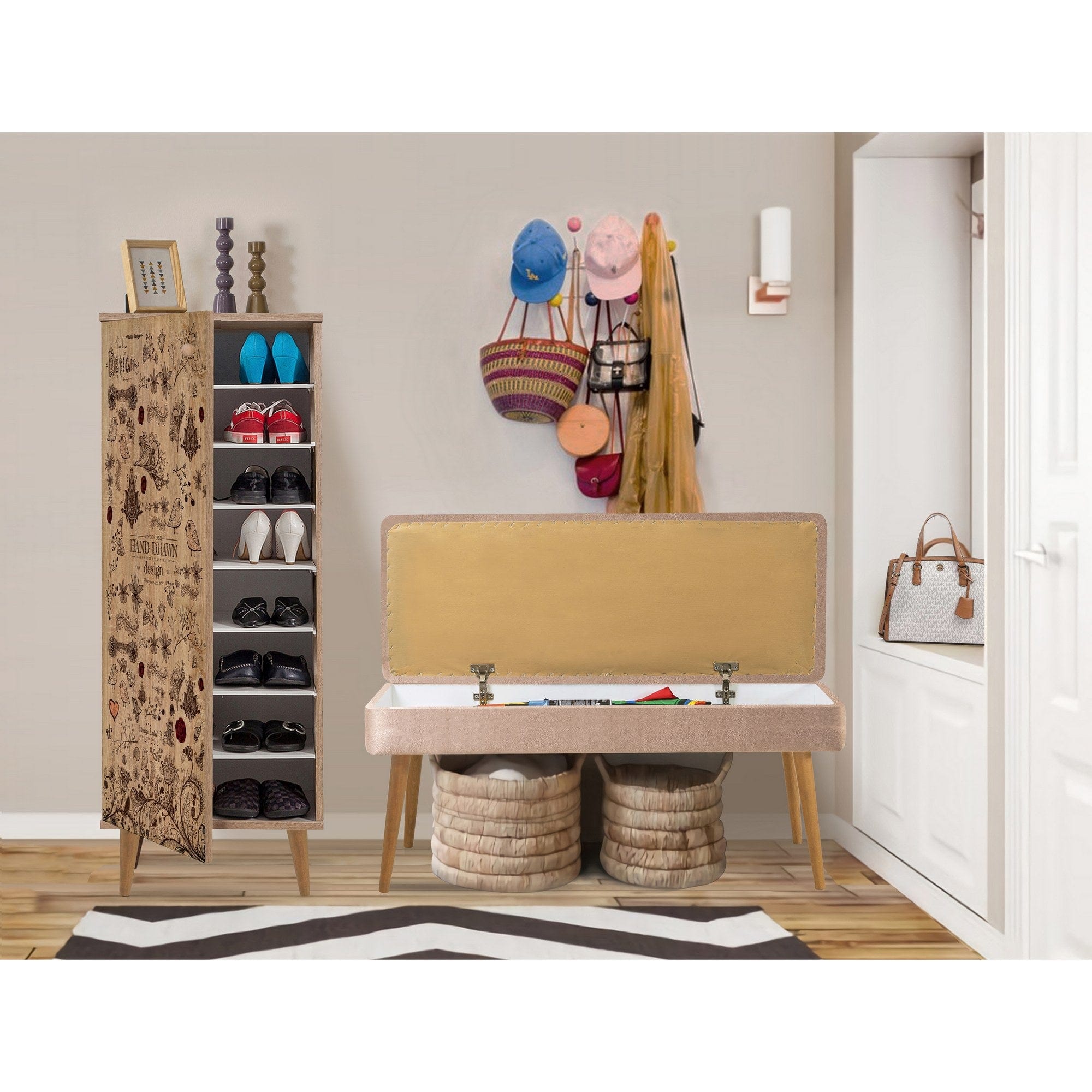 Asir Set de mobila hol din pal, 2 piese, Filinta 731-900 Multicolor / Cappuccino