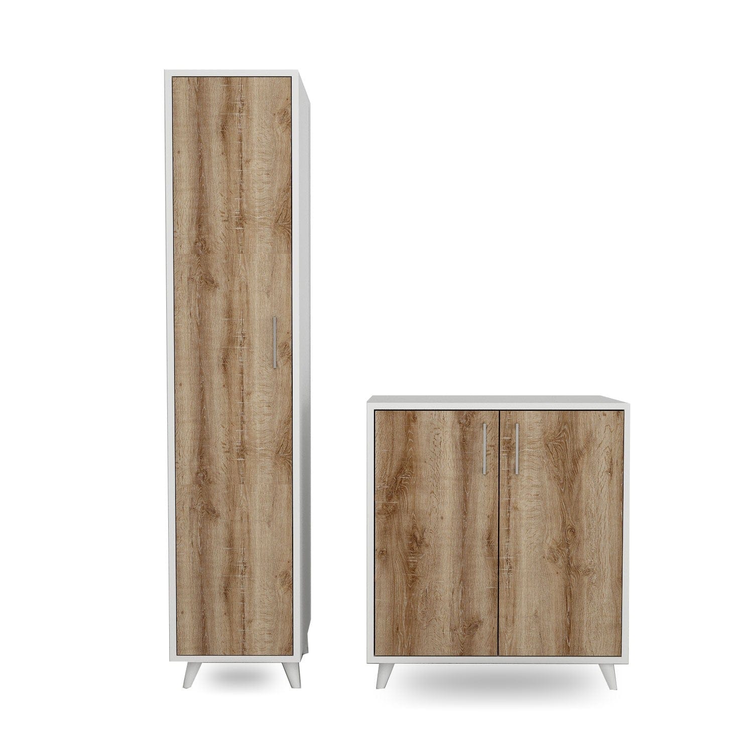 Asir Set de mobila hol din pal, 2 piese, Filiz L1309 Stejar / Alb