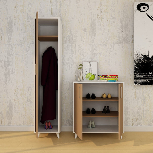 Asir Set de mobila hol din pal, 2 piese, Filiz L1309 Stejar / Alb