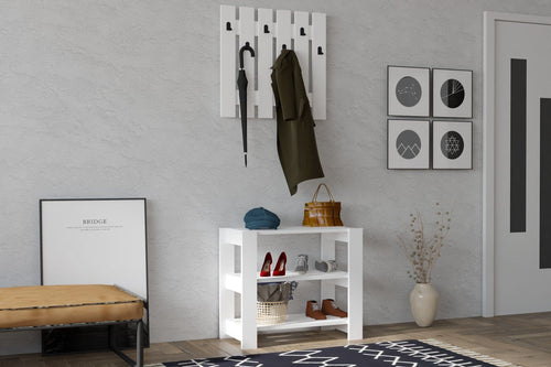 Asir Set de mobila hol din pal, 2 piese, Friends Alb