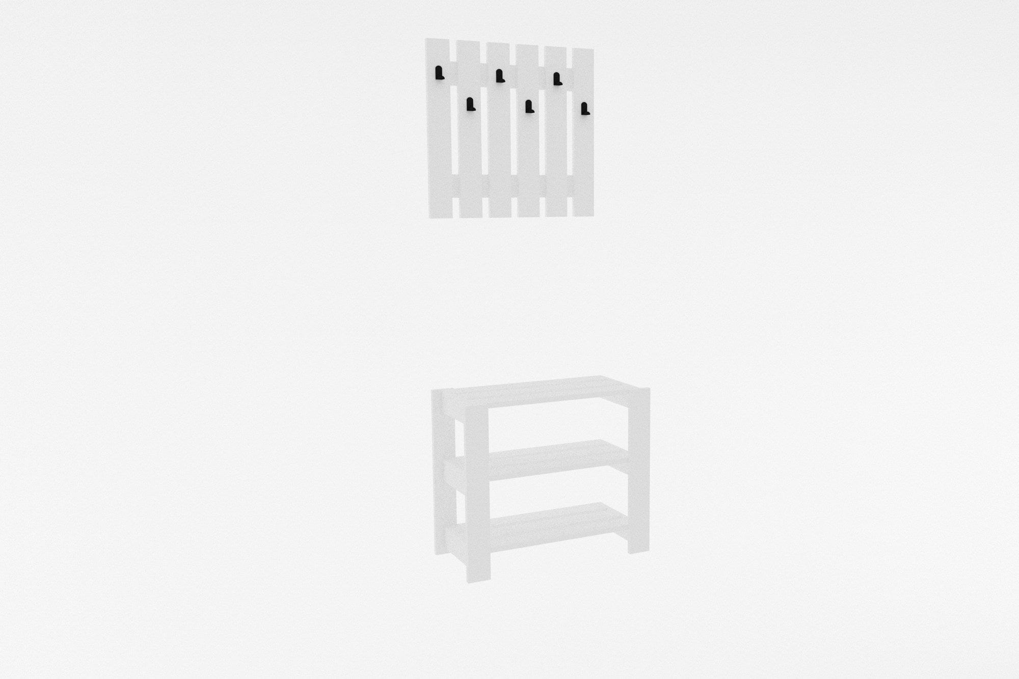 Asir Set de mobila hol din pal, 2 piese, Friends Alb