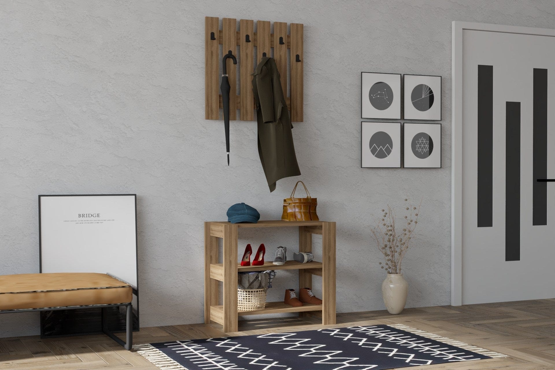 Asir Set de mobila hol din pal, 2 piese, Friends Nuc