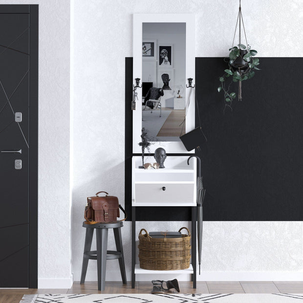 Asir Set de mobila hol din pal, 2 piese, Isabell Alb / Negru