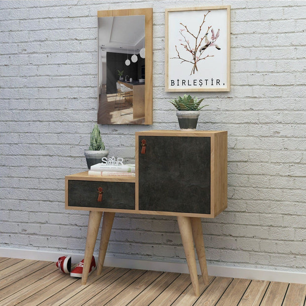 Asir Set de mobila hol din pal, 2 piese, Janna Stejar / Gri Inchis