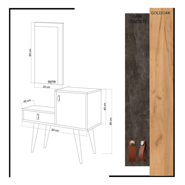 Asir Set de mobila hol din pal, 2 piese, Janna Stejar / Gri Inchis