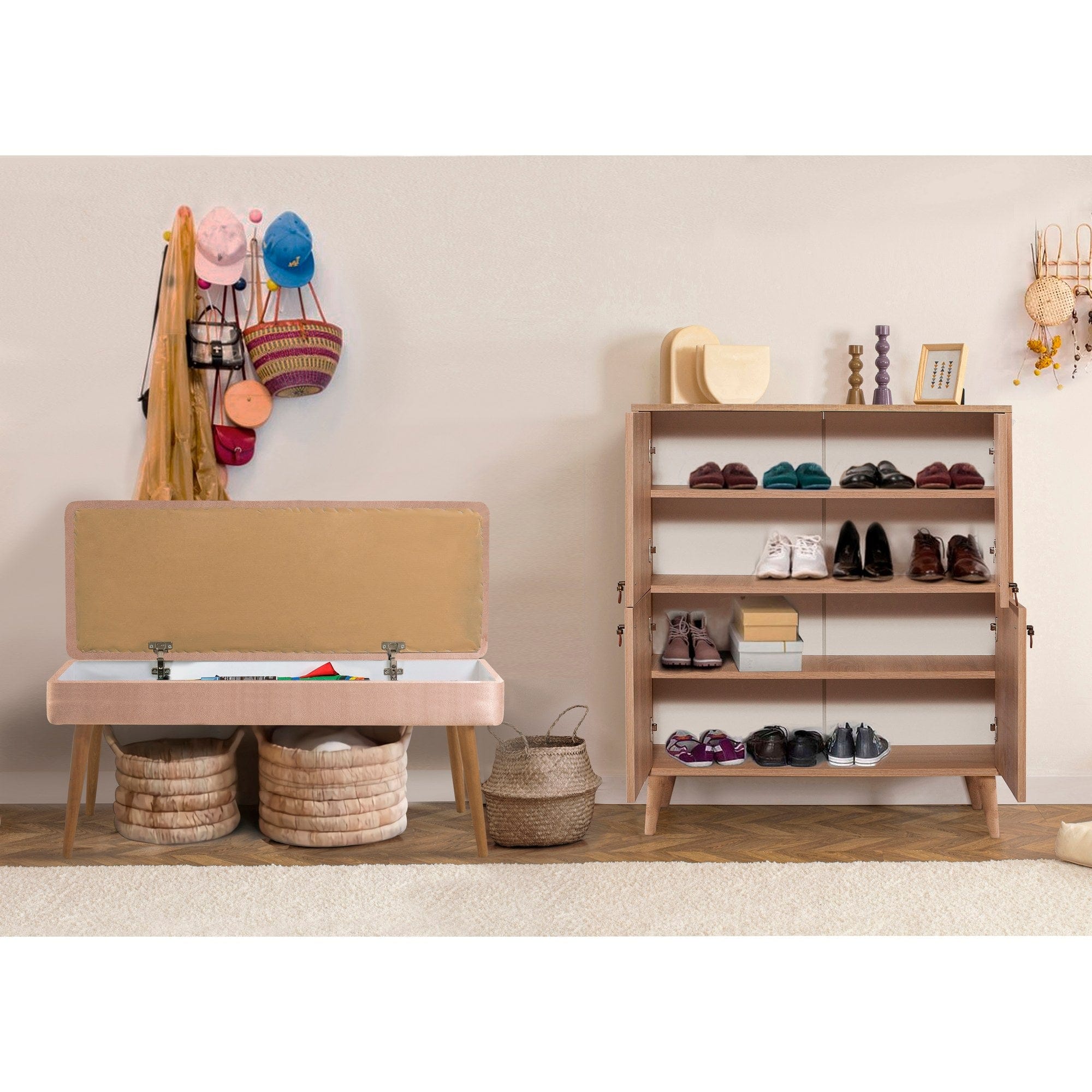 Asir Set de mobila hol din pal, 2 piese, Multilux Posy 900 Multicolor / Cappuccino