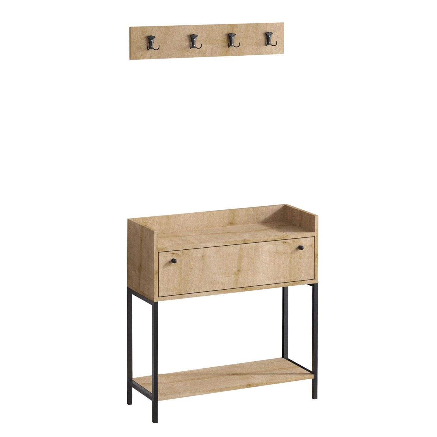 Asir Set de mobila hol din pal, 2 piese, Nataly Nuc / Negru