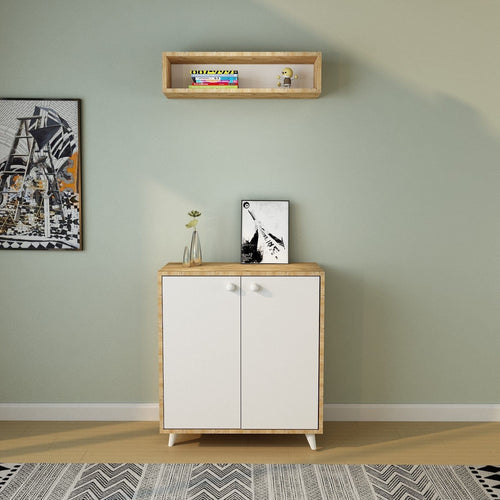 Asir Set de mobila hol din pal, 2 piese, Nisa L1186 Stejar / Alb