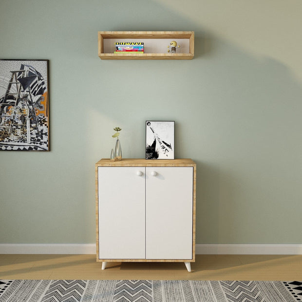 Asir Set de mobila hol din pal, 2 piese, Nisa L1186 Stejar / Alb