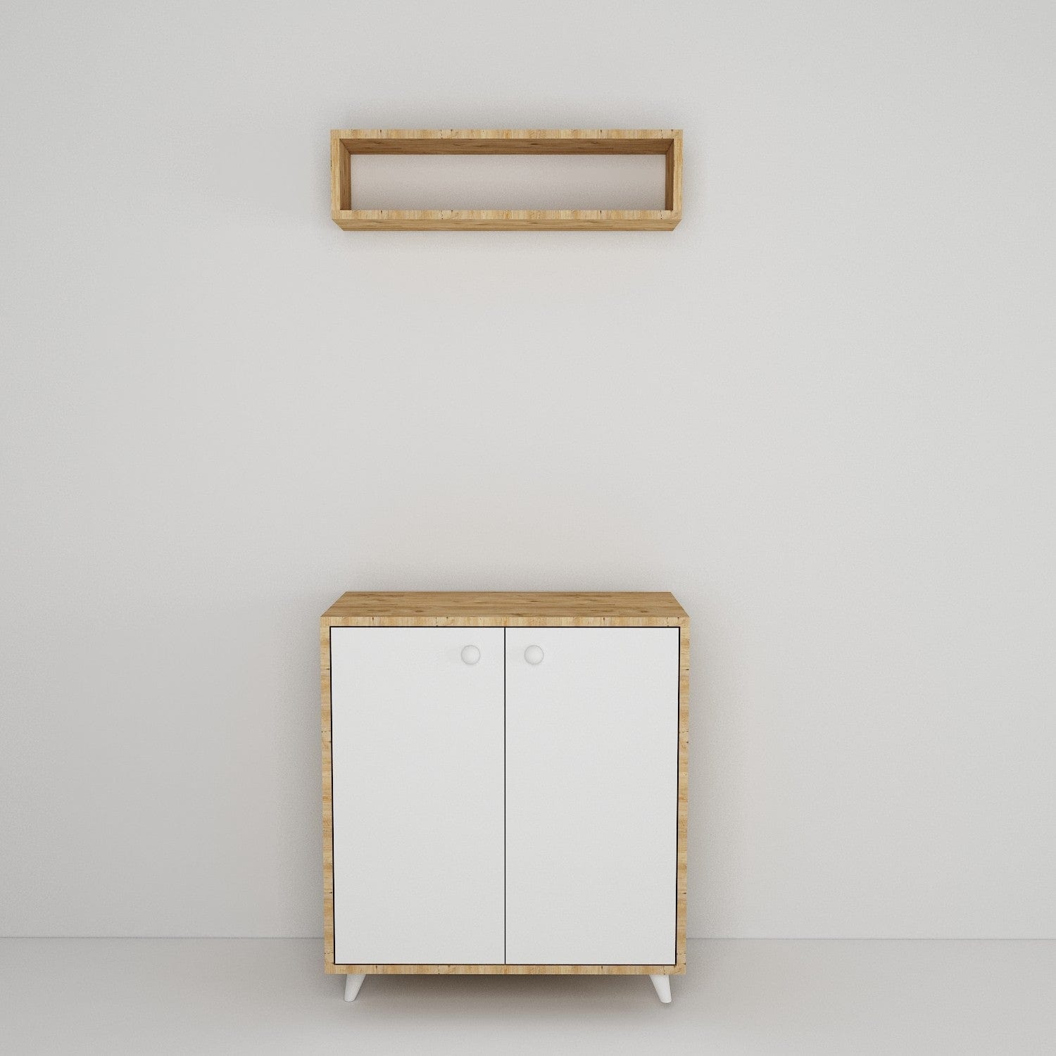 Asir Set de mobila hol din pal, 2 piese, Nisa L1186 Stejar / Alb