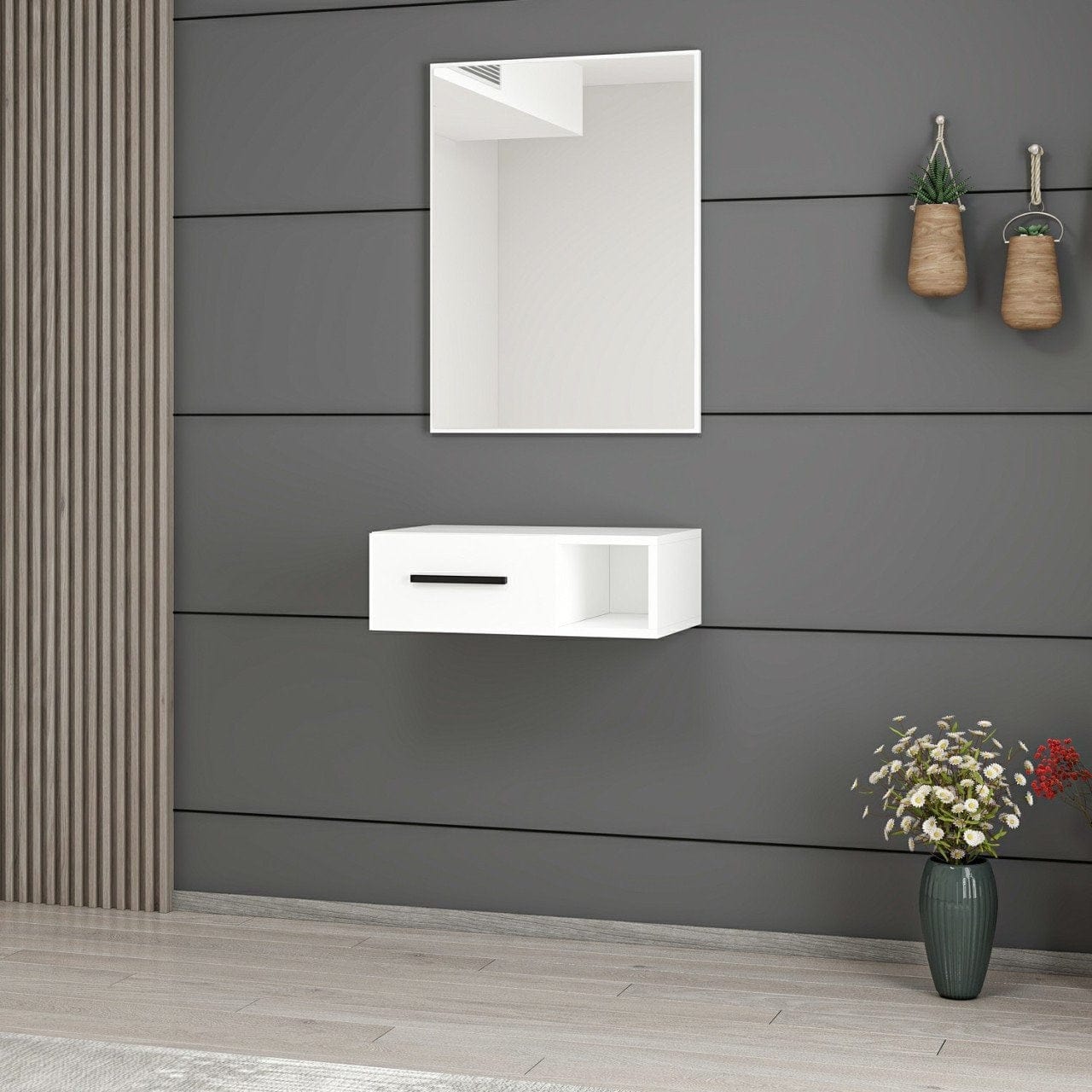 Asir Set de mobila hol din pal, 2 piese, Noah 7193 Alb