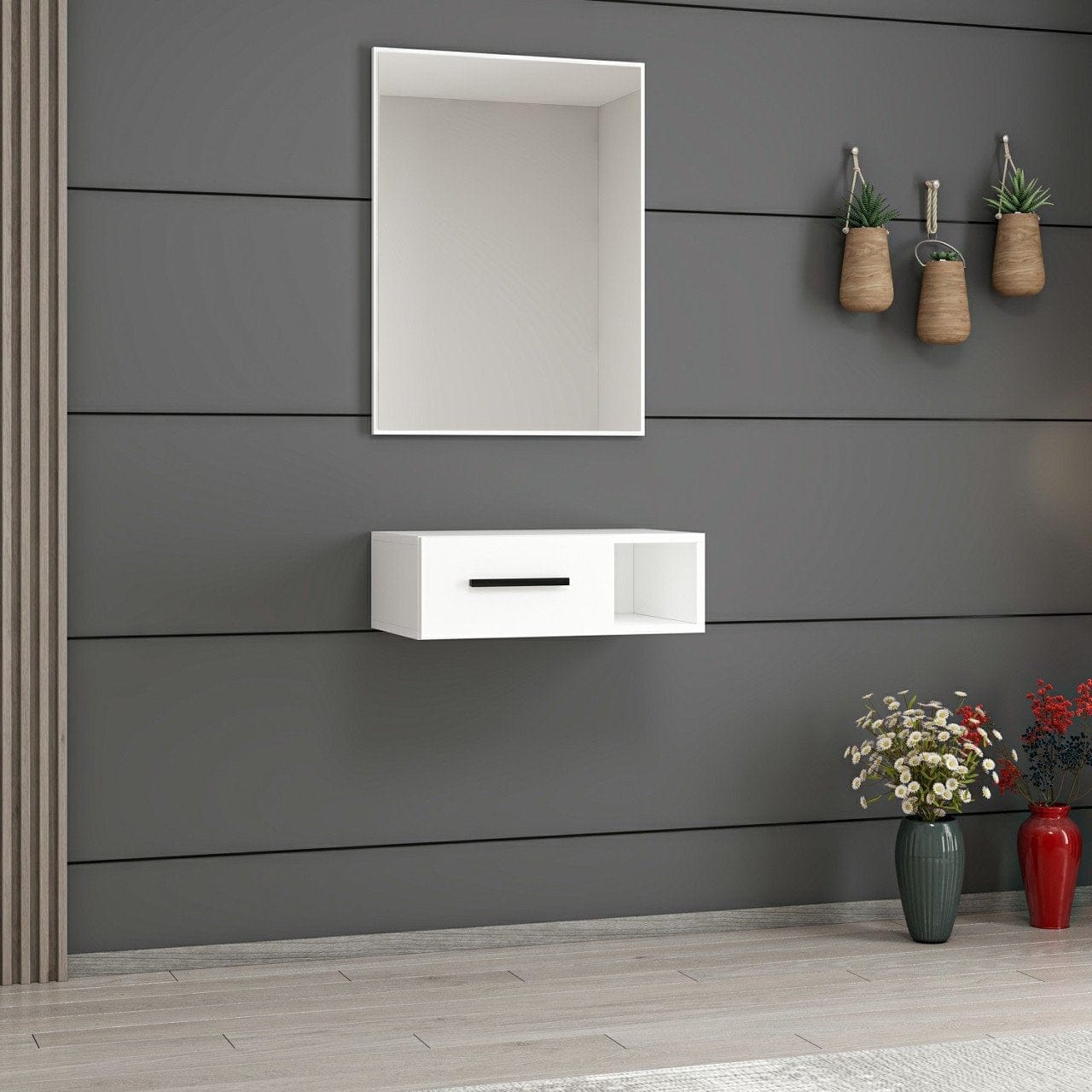 Set de mobila hol din pal, 2 piese, Noah 7193 Alb (2)