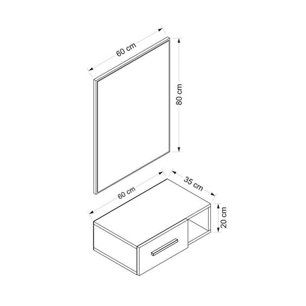Set de mobila hol din pal, 2 piese, Noah 7193 Alb (7)